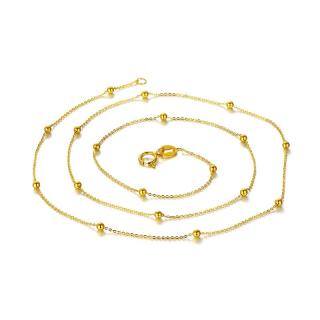 10K Gold Bead Station chain Necklace-1