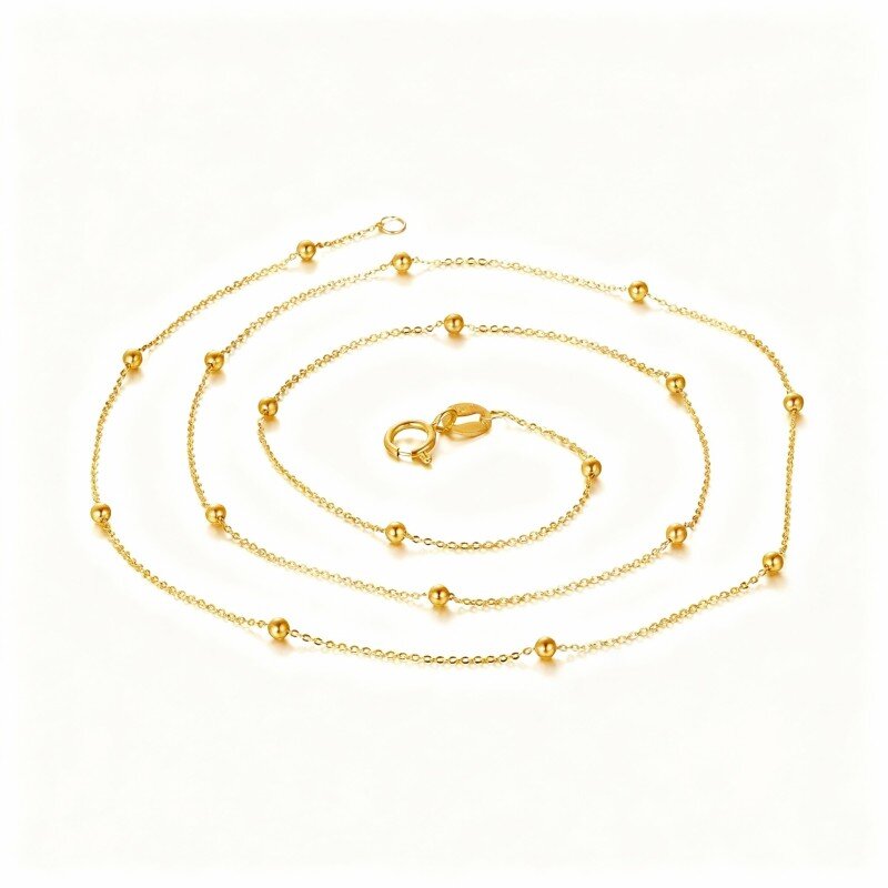 18K Gold Bead Station Necklace-1