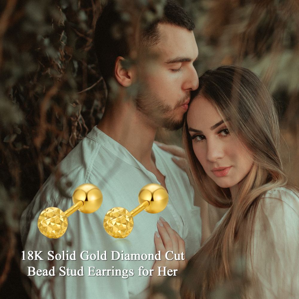 10K Gold Bead Stud Earrings-2