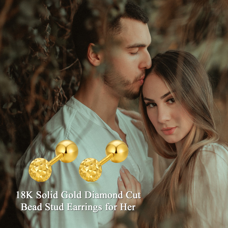 Brincos de pino com missangas em ouro branco 10K-2