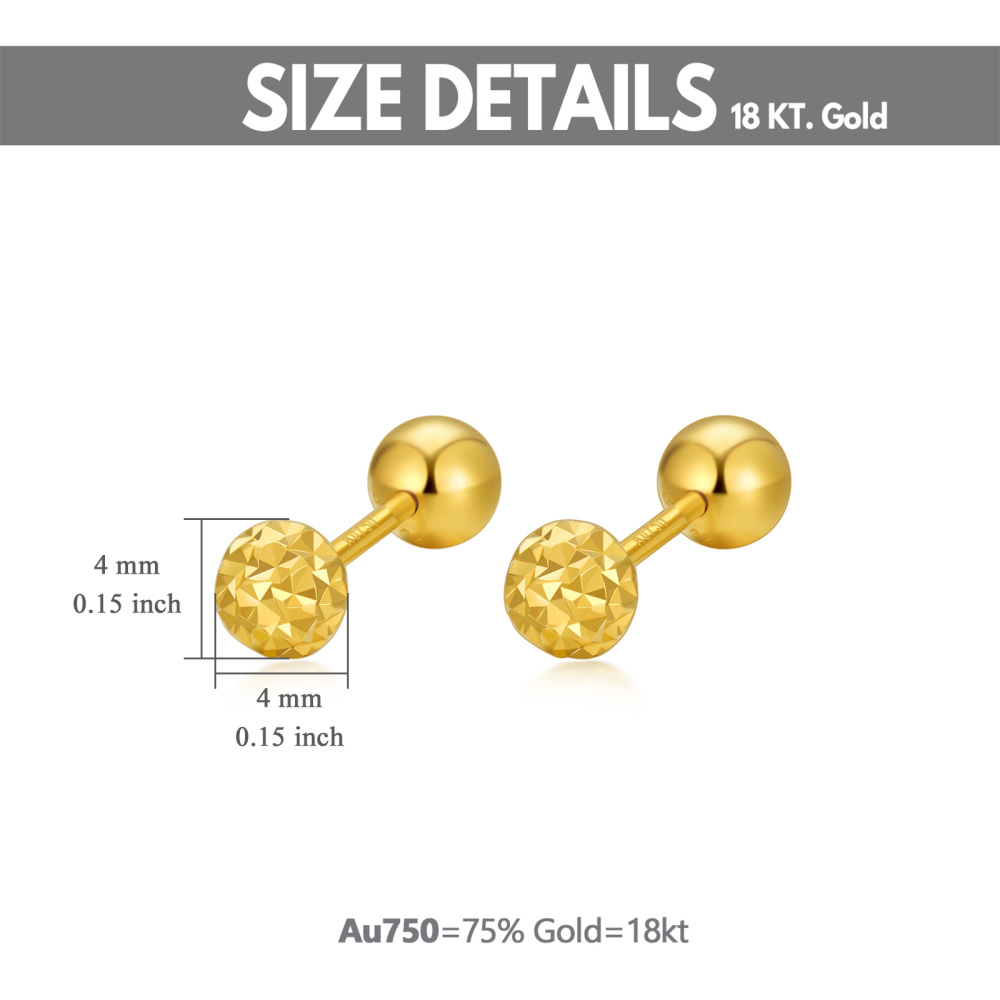 10K Gold Bead Stud Earrings-5