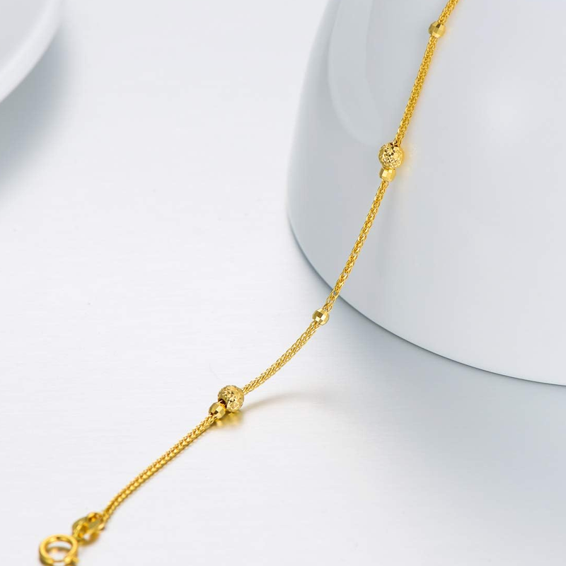 10K Gold Beads Bracelet for Women-3