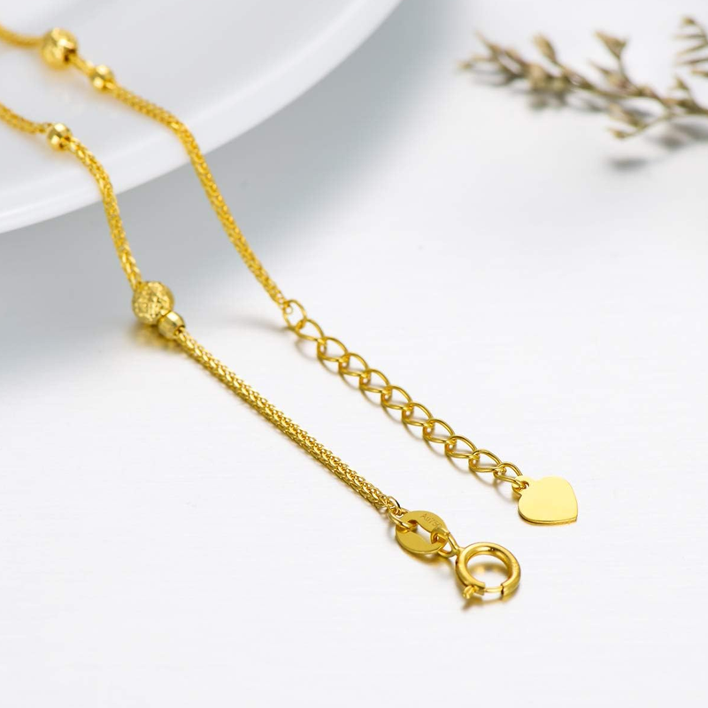 Pulsera de cuentas de oro de 18 quilates para mujer-4