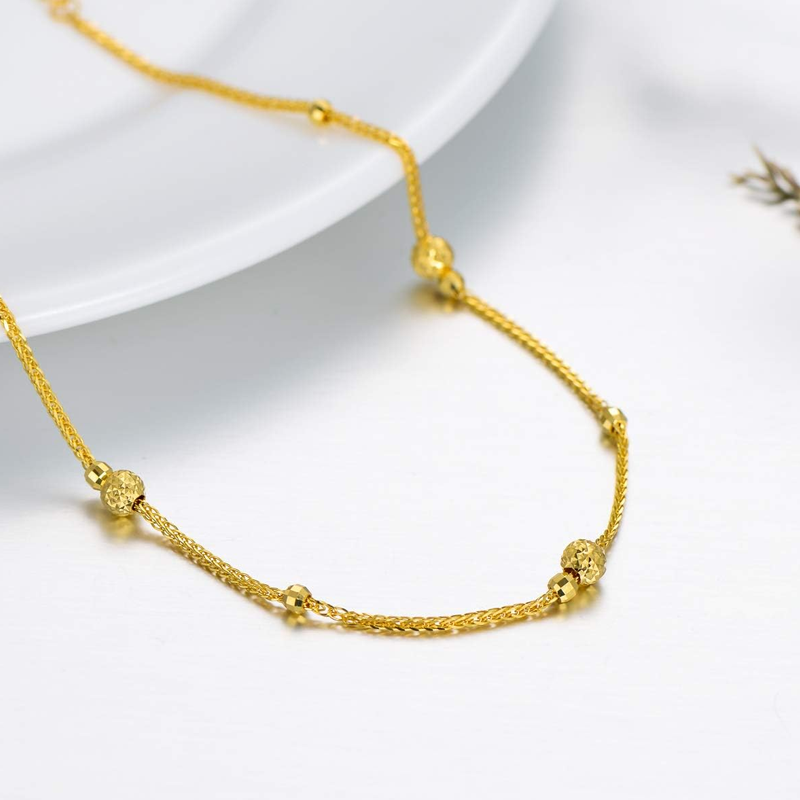 Pulsera de cuentas de oro de 18 quilates para mujer-5