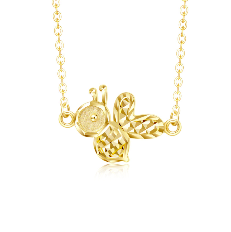 10K Gold Bees Pendant Necklace-58