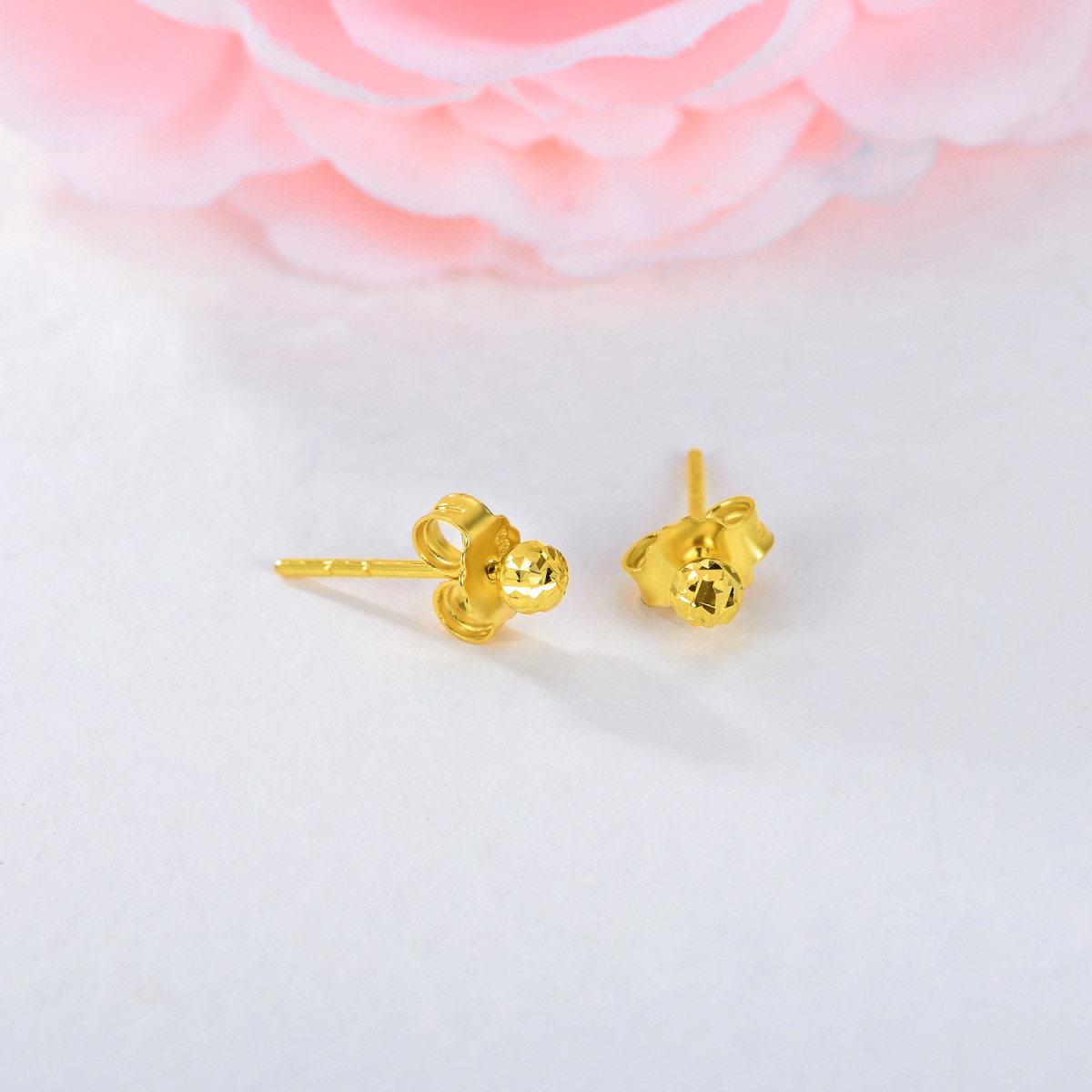 14K Gold Birth Flower Drop Earrings-3