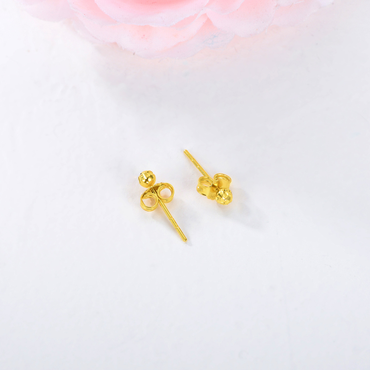 10K Gold Birth Flower Drop Earrings-4