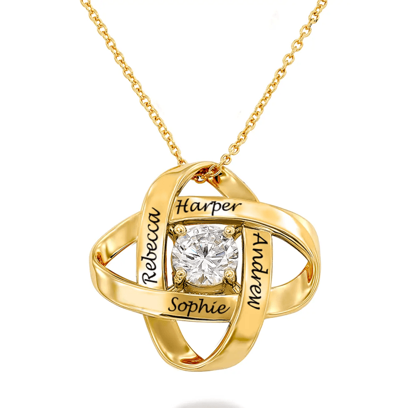 10K Gold Birthstone & Personalized Engraving Pendant Necklace for Women-1