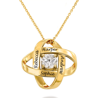 Gold Vermeil Birthstone & Personalized Engraving Pendant Necklace for Women-4