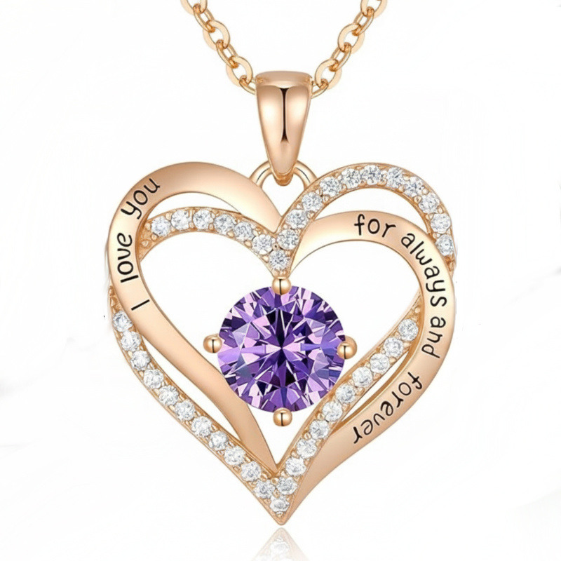 14K-Gold-Geburtsstein-Personalisierte & Herz-Anhänger-Halskette-1