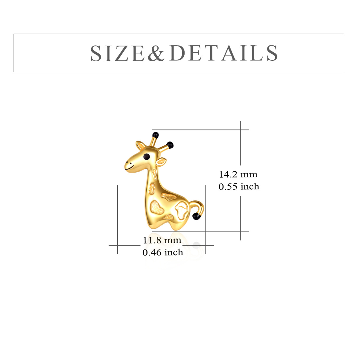 10K Gold & Black Giraffe Stud Earrings-4