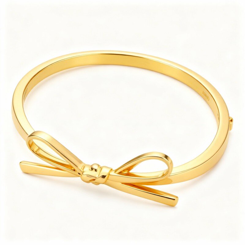 Pulsera rígida con colgante de lazo de oro de 18 quilates-1