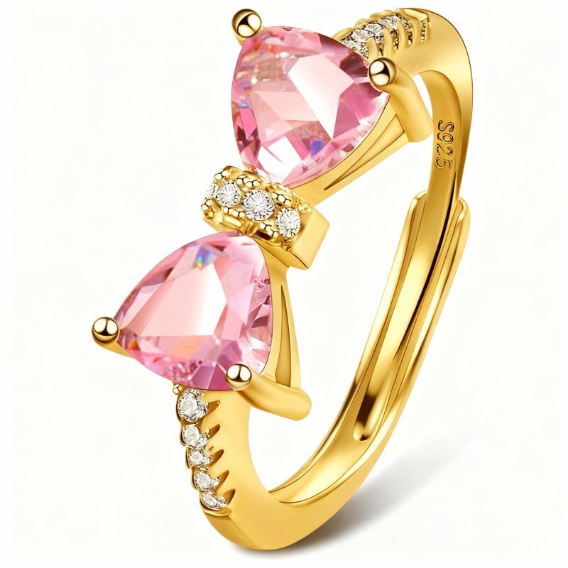 18K Gold Cubic Zirconia Bow Ring-1