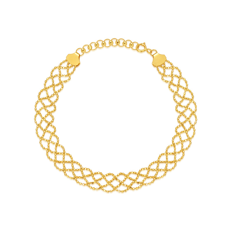 Pulseira trançada em camadas de ouro 10K-16