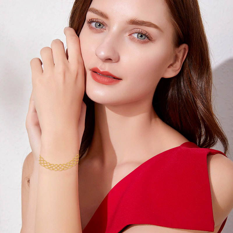 10K Gold Braided Layerered Bracelet-2