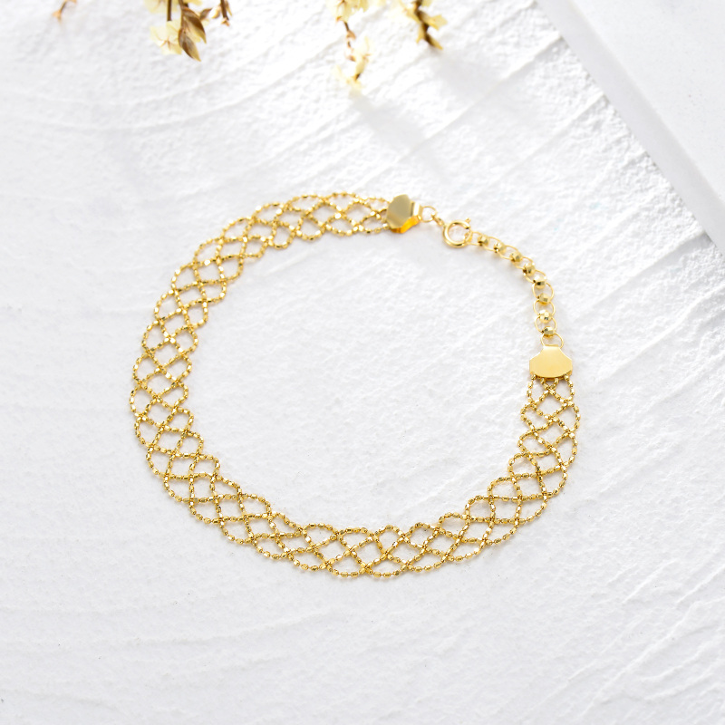 10K Gold Braided Layerered Bracelet-3