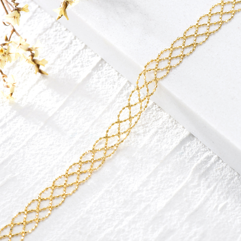 10K Gold Braided Layerered Bracelet-4