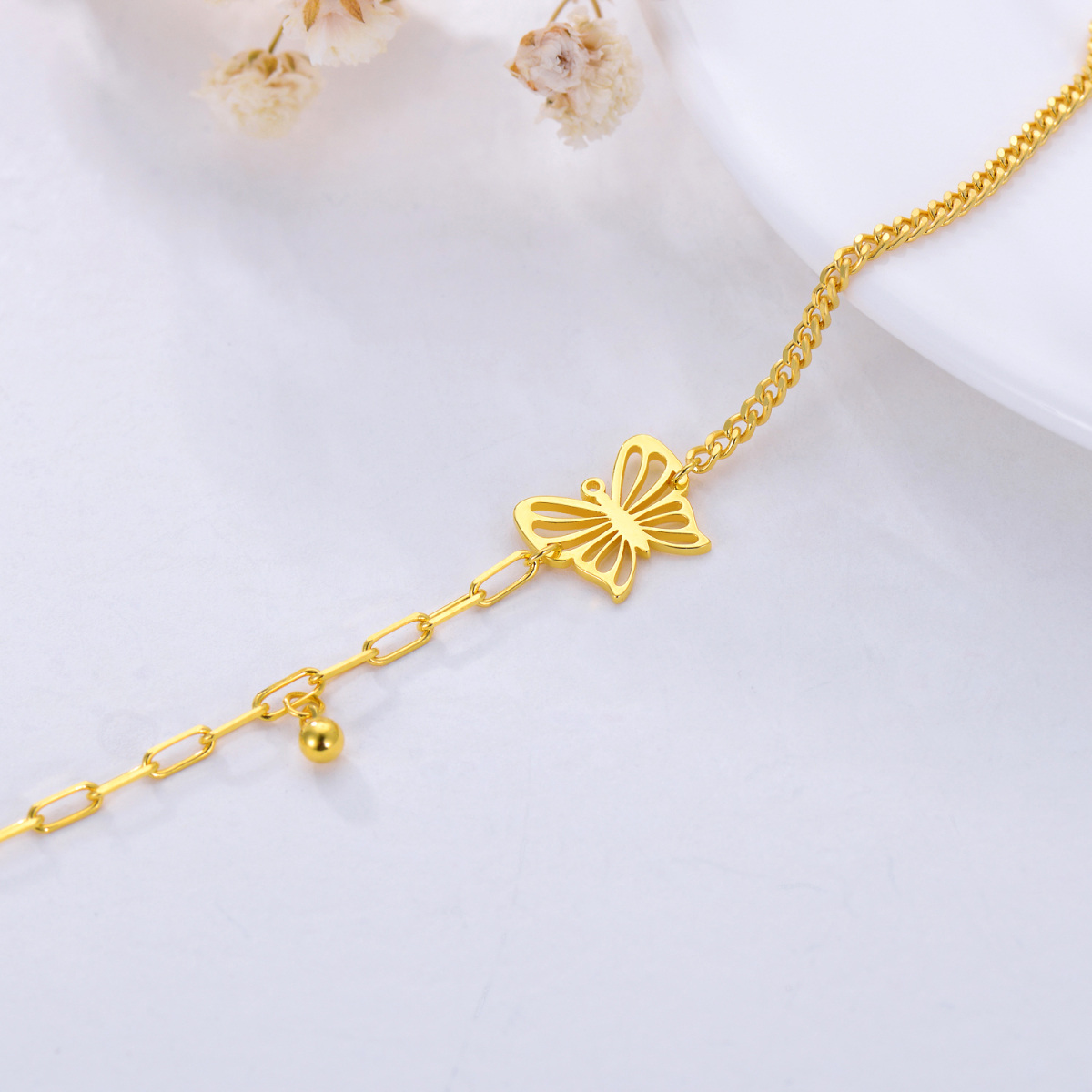 14K Gold Butterfly Bracelet-4