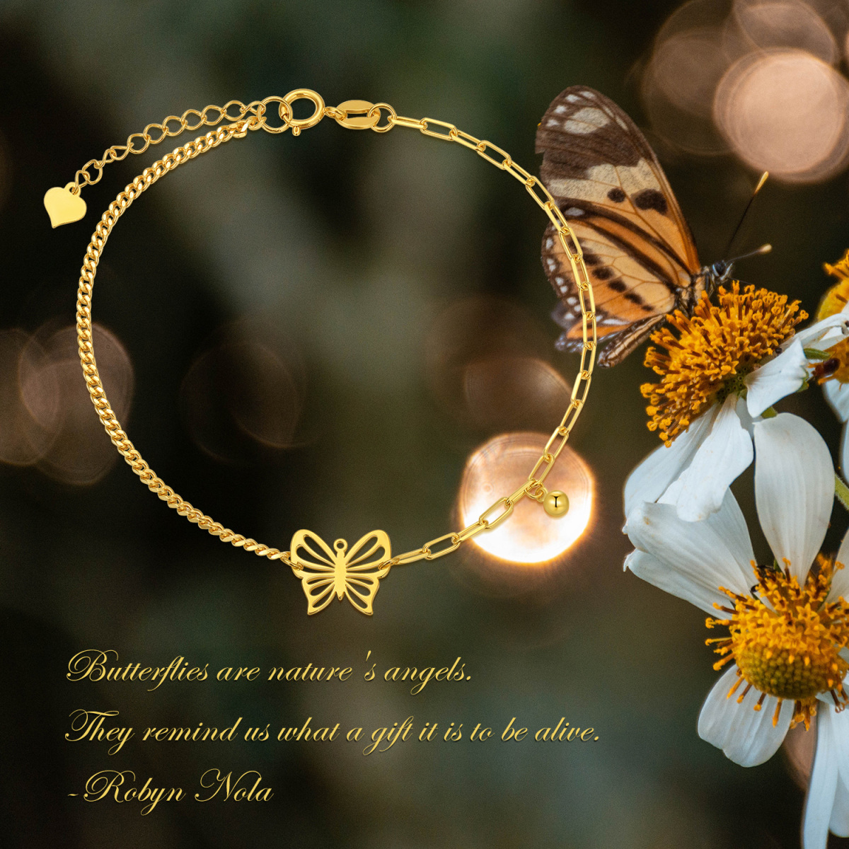 10K Gold Butterfly Bracelet-5