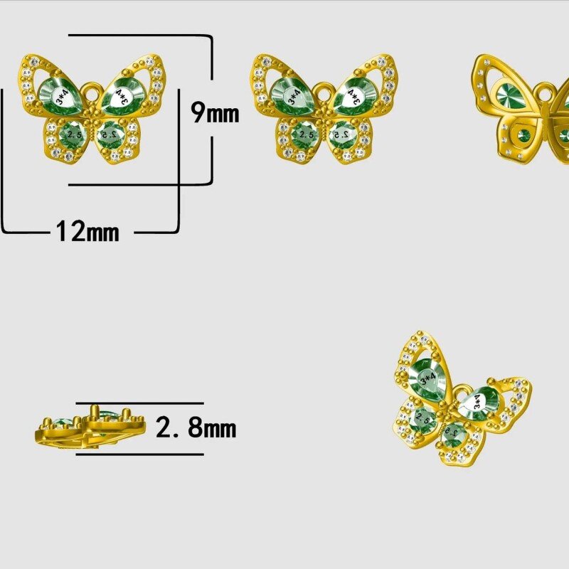 Boucles d'oreilles pendantes papillon en or 10 carats et oxyde de zirconium-4