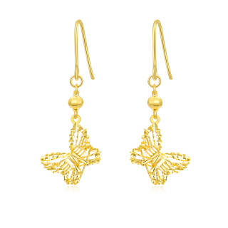 10K Gold Butterfly Drop Earrings-58