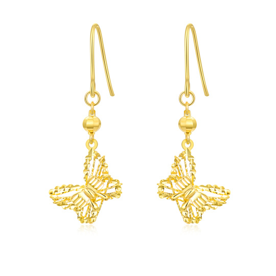 Boucles d'oreilles pendantes papillon en or 18 carats