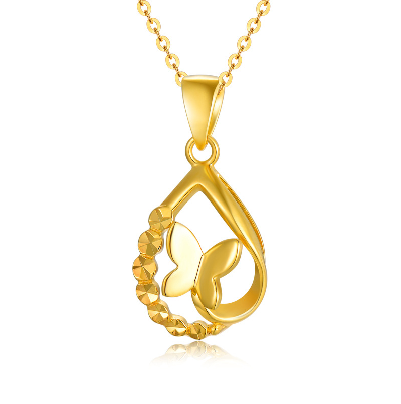 10K gouden vlindervormige hangerketting-14
