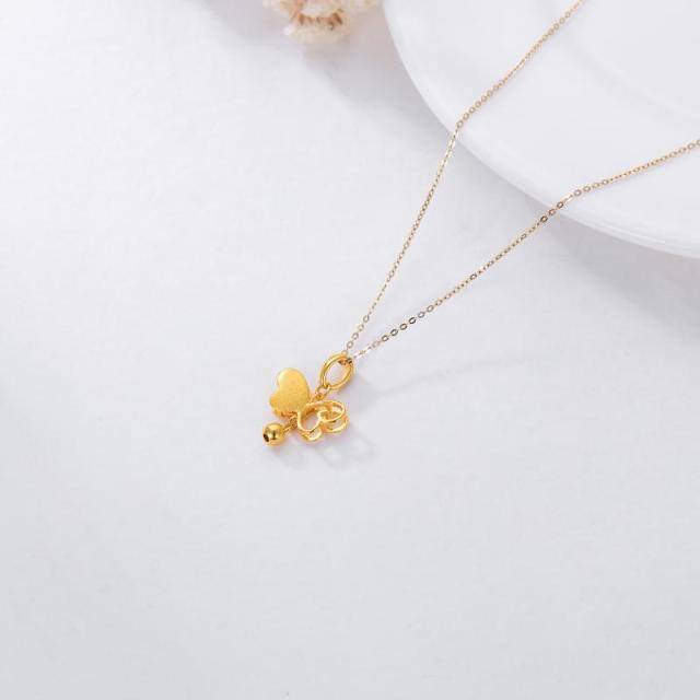 Collier avec pendentif papillon et coeur en or 18K-4