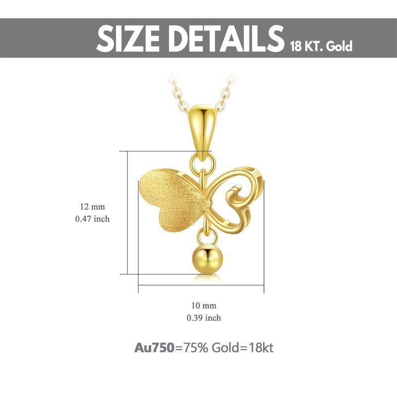 10K Gold Butterfly & Heart Pendant Necklace-6