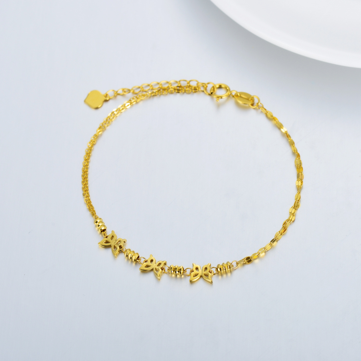 10K Gold Butterfly Layerered Bracelet for Women-3