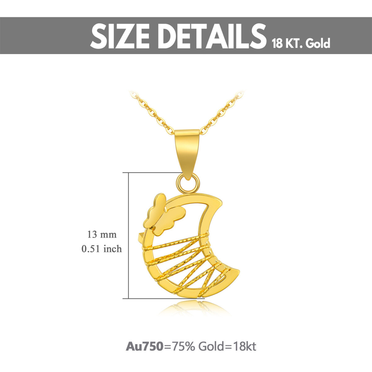 10K Gold Butterfly & Moon Pendant Necklace-5