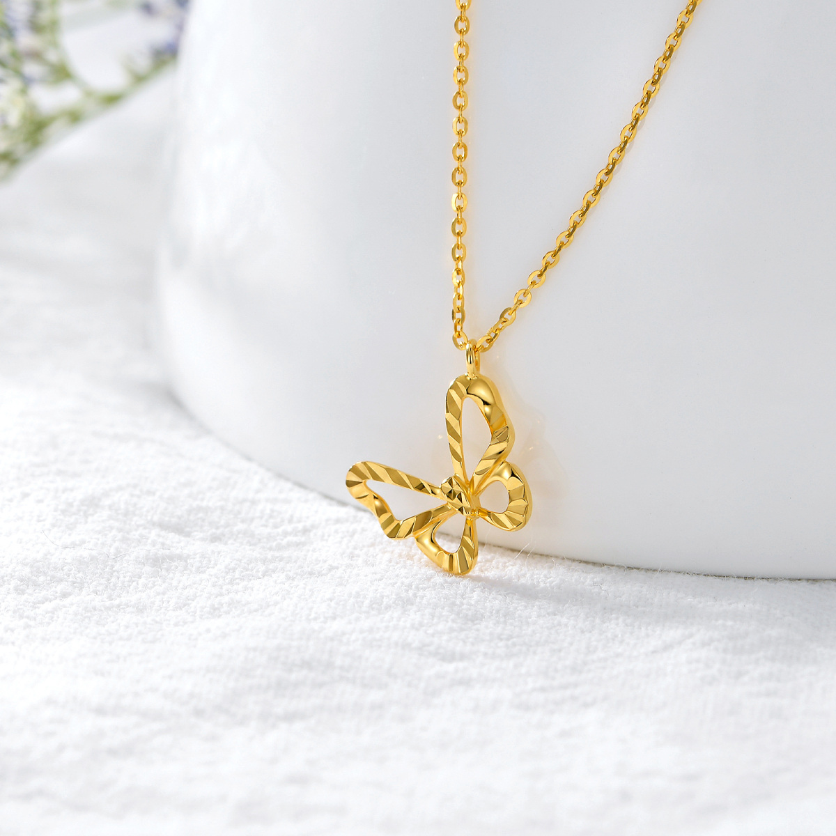 14K Gold Butterfly Necklace-3