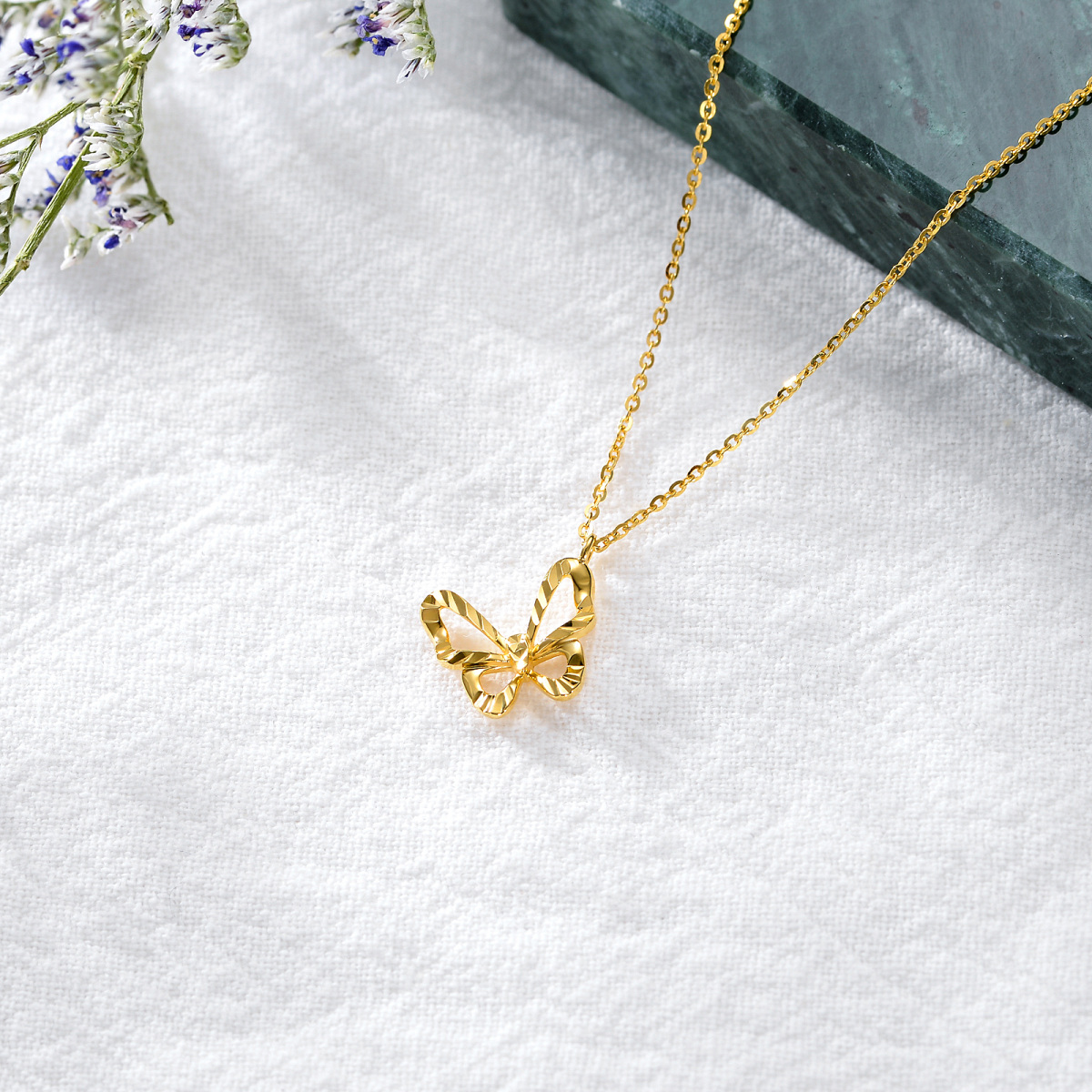 10K Gold Butterfly Necklace-4