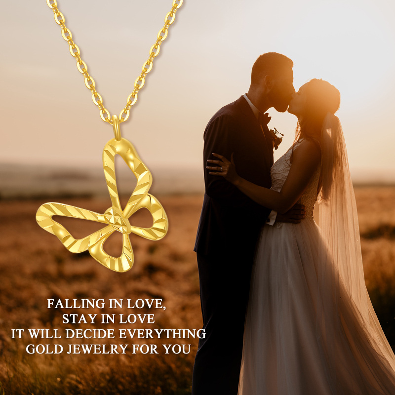 Colar com pendente de borboleta em ouro branco 10K-6