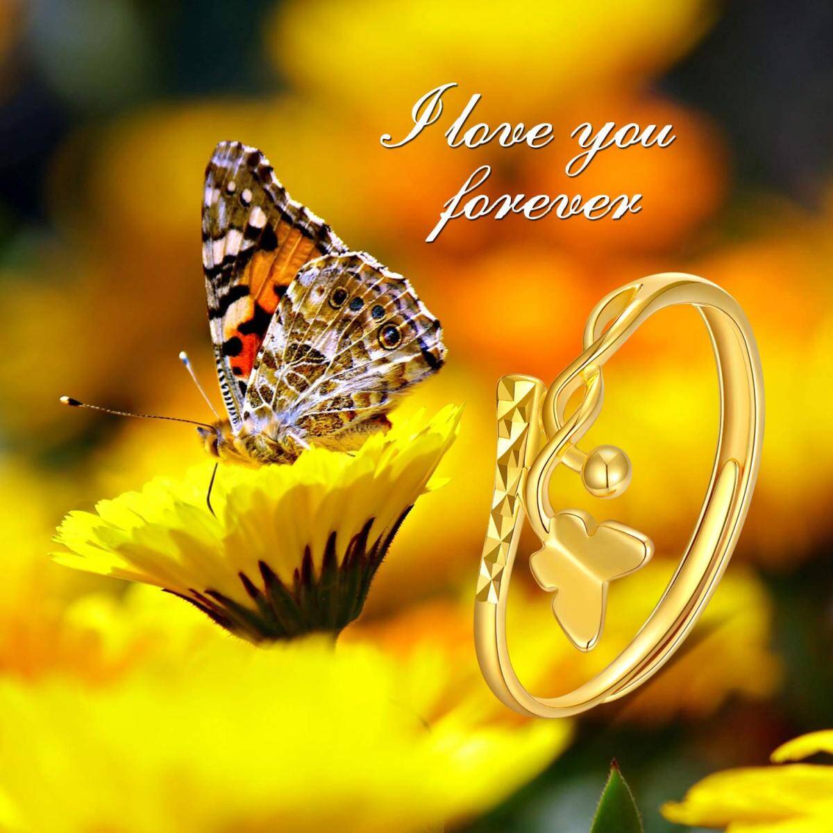 10K Gold Butterfly Open Ring-6