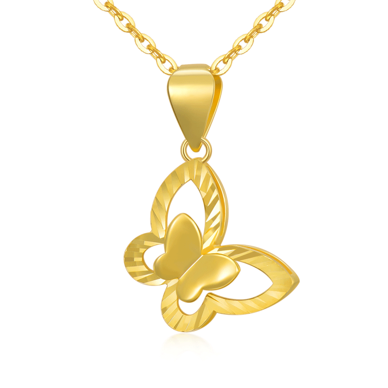 14K Gold Butterfly Pendant Necklace-1