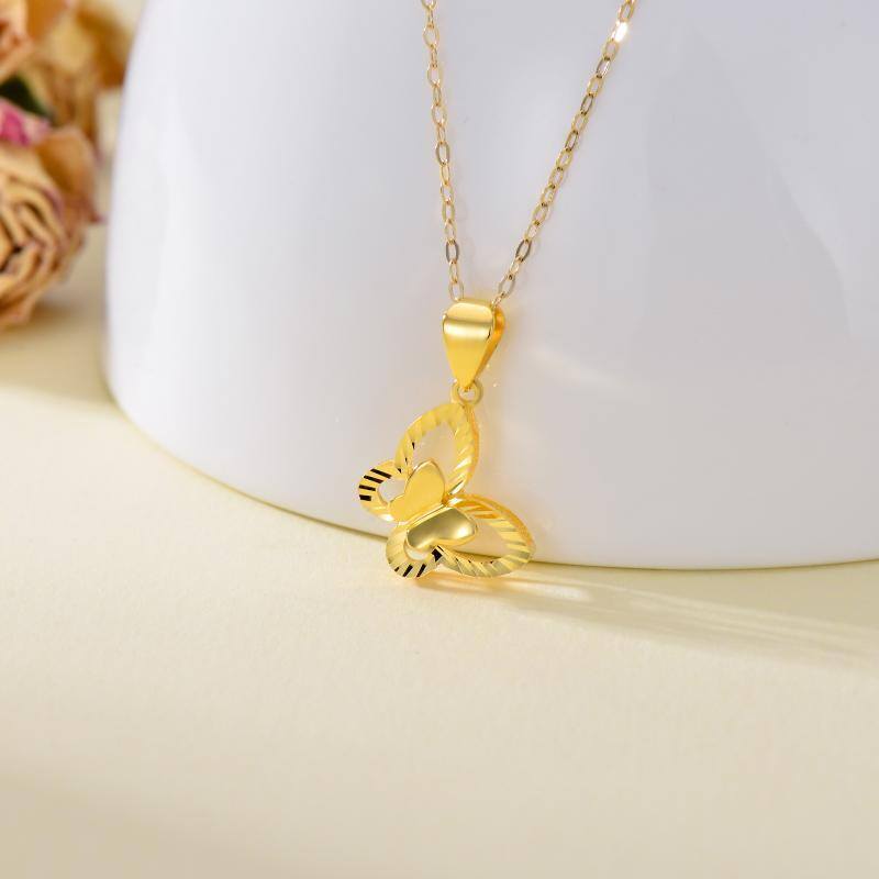 Collana con ciondolo a forma di farfalla in oro 14K-3