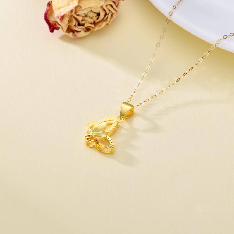 14K Gold Butterfly Pendant Necklace-4