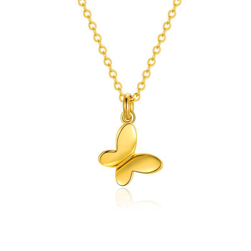 14K Gold Butterfly Pendant Necklace-1