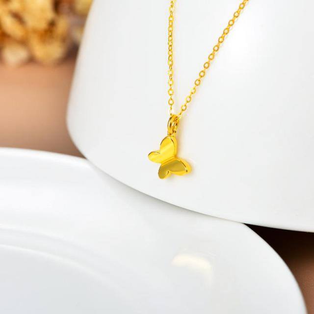 18K Gold Butterfly Pendant Necklace-3