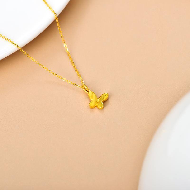 14K Gold Butterfly Pendant Necklace-4