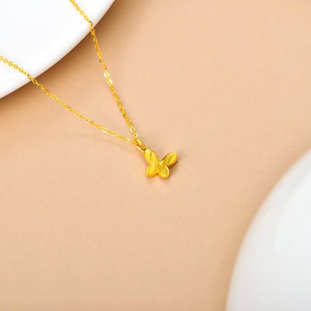 Collana con ciondolo a farfalla in oro 18K-4