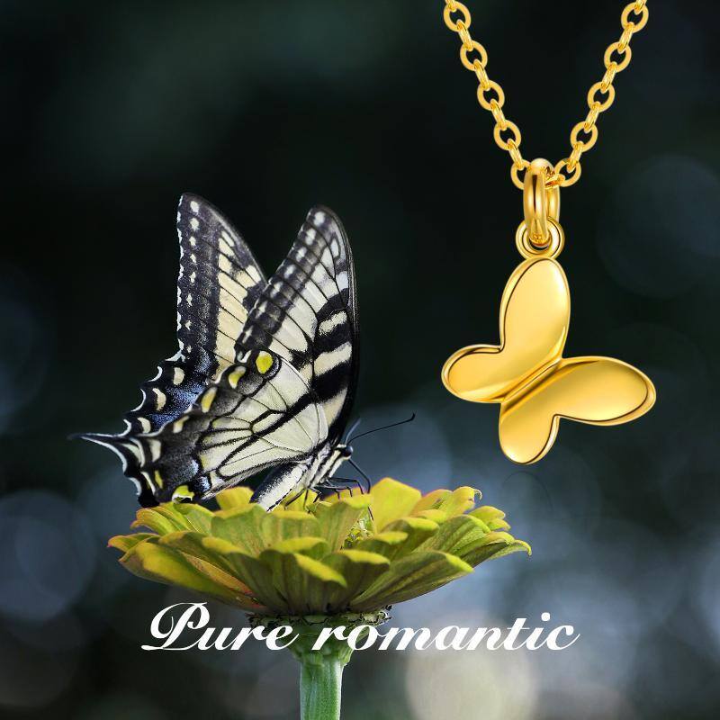 Collier avec pendentif papillon en or 14 carats-5