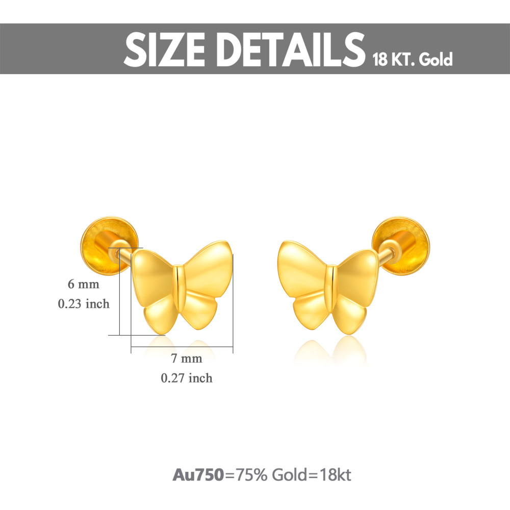 10K Gold Butterfly Stud Earrings-5