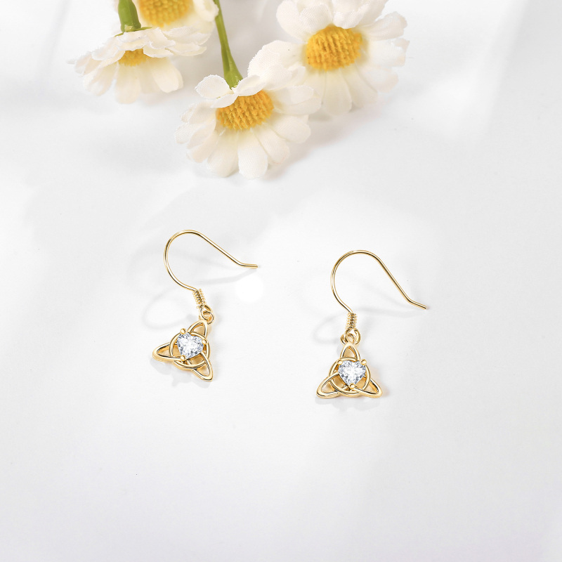 أقراط متدلية من الذهب عيار 10 قيراط مرصعة بالزركونيا المكعبة للنساء-3