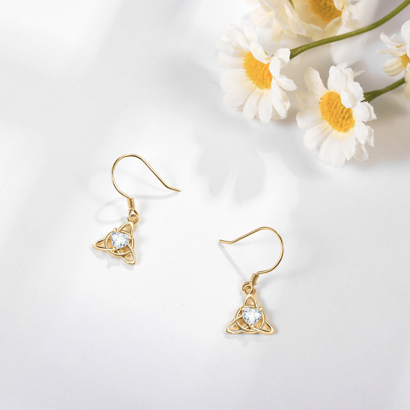 أقراط متدلية من الذهب عيار 10 قيراط مرصعة بالزركونيا المكعبة للنساء-4