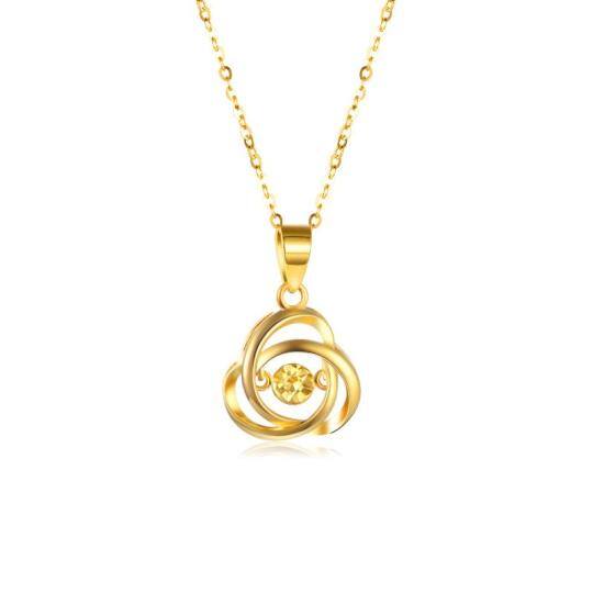 Colar com pingente de nó de amor em ouro amarelo 18k, presentes ideais para mulheres