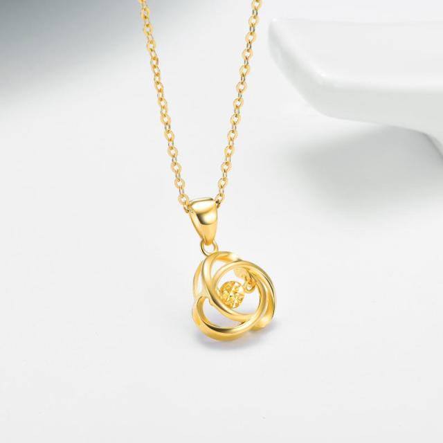 Colar com pingente de nó de amor em ouro amarelo 18k, presentes ideais para mulheres-3