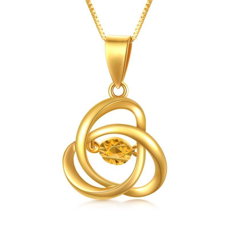 18K Gold Keltischer Knoten Anhänger Halskette-1