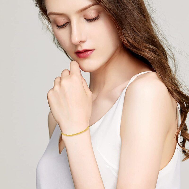 Pulseira de corrente em ouro branco 10K-2